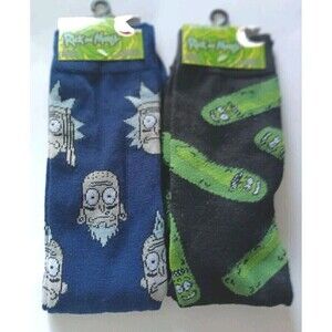 Rick and Morty Socks Lot Of 2 Novelty Cartoon Adult Swim Mid Calf  New